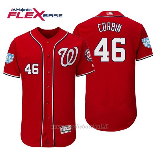 Maglia Baseball Uomo Washington Nationals Patrick Corbin Flex Base Entrenamiento De Primavera 2019 Rosso